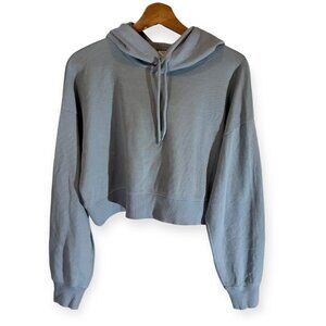 Aritzia Sunday Best Cropped Waffle Knit Hoodie in Sky Blue Relaxed Fit Womens MD